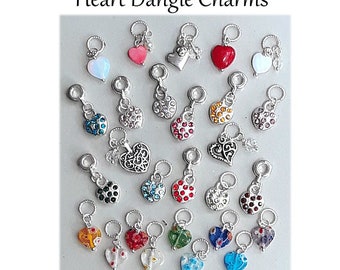 Heart Charms Fit European Bracelet Necklace Pendant Millefiori Moonstone Crystal Heart Dangle Charm Make Jewelry Add A Charm DCM09