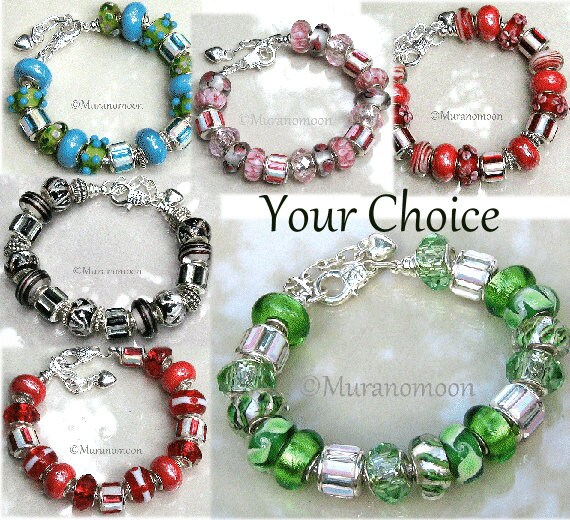 5Pcs Silver Murano Glass Rhinestone Crystal Beads for European Charm Bracelet