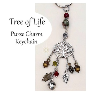 Purse Charm Handbag Accessories Clip On Autumn Fall Leaves Tree of Life Boho Hippie Purse Charm Keychain Gift For K-2023