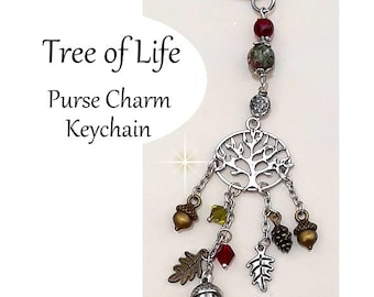 Purse Charm Handbag Accessories Clip On Tree of Life Boho Hippie Fall Leaves Autumn Purse Charm Keychain Gift For K-2023