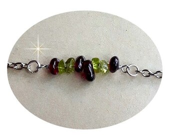 CAPRICORN Zodiac Gemstone Anklet Bracelet Necklace Garnet Peridot Healing Crystal Gemstone For Capricorn