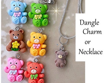 Teddy Bear Charms For Girls Necklace Charm Bracelet Teddy Bear Dangle Charm For Kids Girl Child Charm Necklace Gift DC1122
