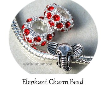 Elephant Charm Bracelet Charm Fit Large Hole European Bracelet Personalize Crystal Charm CB195