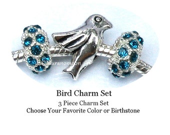 Bird Charm Bracelet Charm Bead Large Hole Bird Bead Fit European Bracelet Bird Lover Gift #CB126