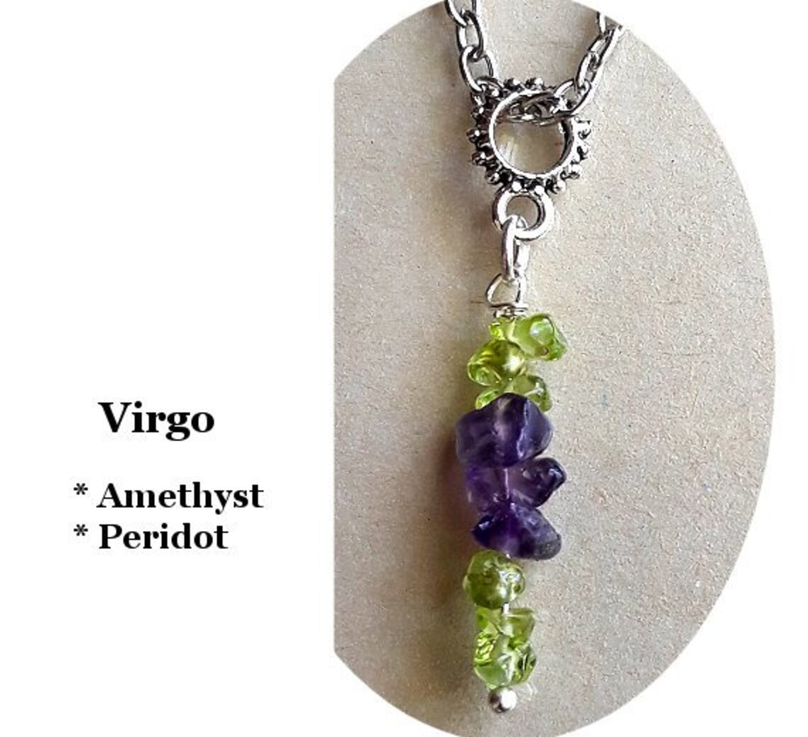 VIRGO Necklace Crystal Healing Zodiac Virgo Jewelry Peridot Etsy