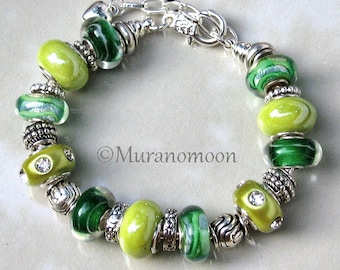 Glass Beaded Bracelet Apple Green Sea Green Emerald Green Glass Bracelet Jewelry Gift EB1266