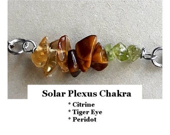 Solar Plexus Chakra Anklet Bracelet Necklace Citrine Tiger Eye Peridot Reiki Crystal Healing Gemstone Jewelry