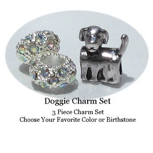 Dog Charm Bracelet Charm Bead Personalize Crystal Charm Large Hole Bird Bead Fit European Bracelet Dog Lover Gift #CB133