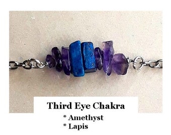 Third Eye Chakra Crystal Healing Protection Anklet Necklace Bracelet Lapis Amethyst Gemstone Third Eye Crystal Chakra Jewelry