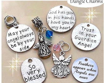 Angel Charm Bracelet Charms for Women Kids Girl Guardian Angel Bracelet Fit European Pandora Style Birthstone Crystal Angel Dangle Charms