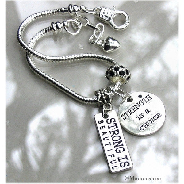 Life Charms 'You Are So Strong' Beaded Bracelet – Silver Plated, Gift Boxed, UK Made