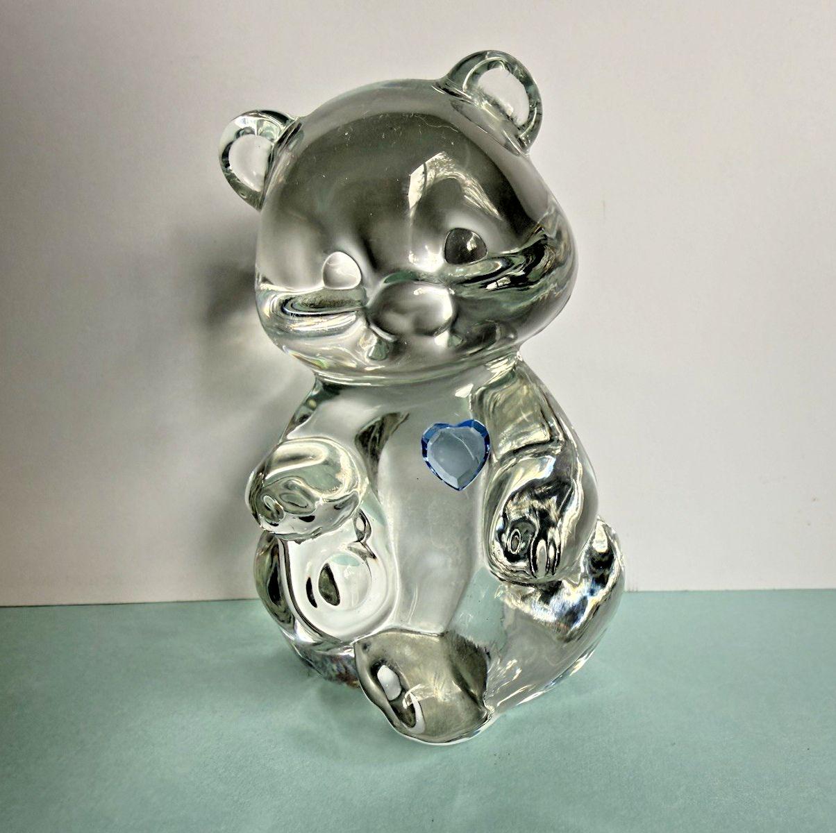 フェントン・アートグラス製、誕生石ベアフィギュア、ブルージルコンハート Fenton Blue Heart - Etsy