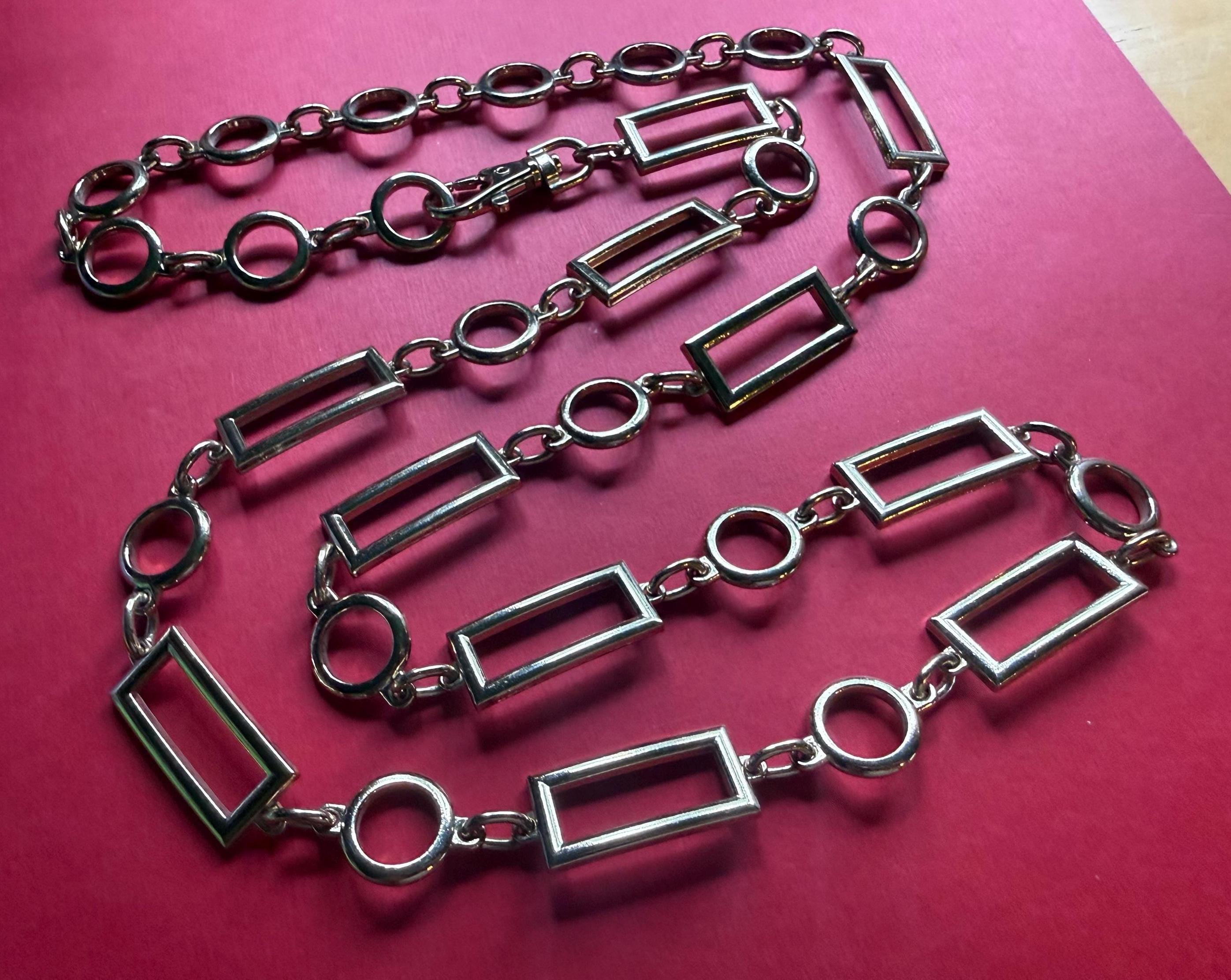 Vintage Rare Y2K Armani Exchange silver tone womens chunky chain link belt 31.5” Vintage Chunky Chain Belt - Etsy main image 2