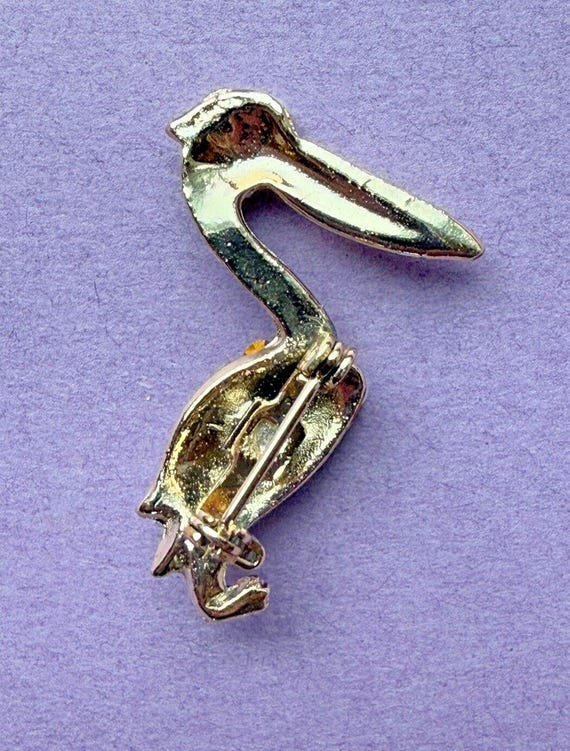 Broche Oiseau En Métal Doré Avec Perles Rouges Et Strass - Neuf Sans Emballage