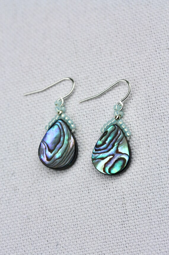 Boucles d'oreilles ormeau naturel/Boucles d'oreilles pendantes ormeau/Boucles d'oreilles argent ormeau/Boucles d'oreilles pendantes ormeau larme - France