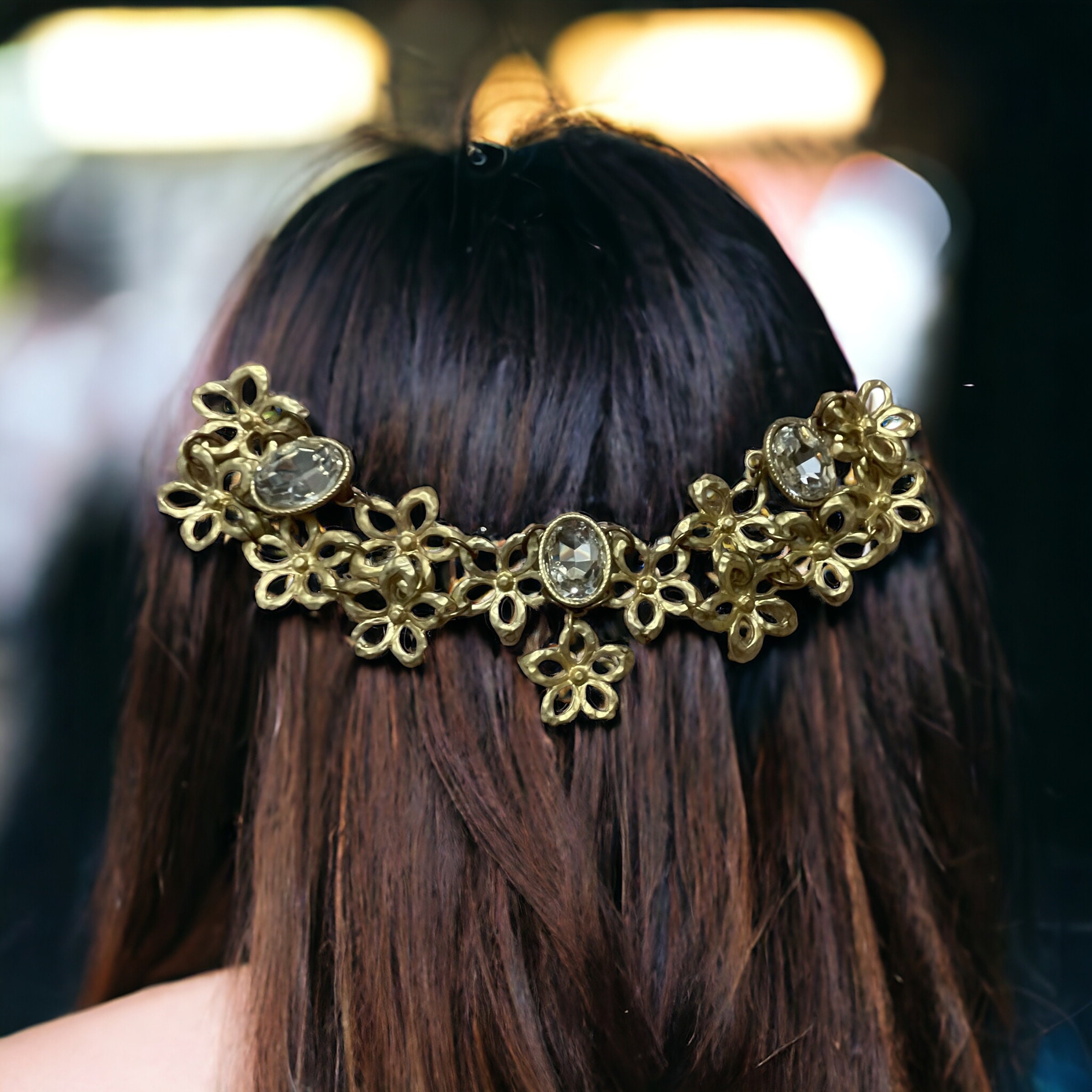 Mixed Material Upcycled Hair Accessory - Hair Clip - Gold  display picture 1