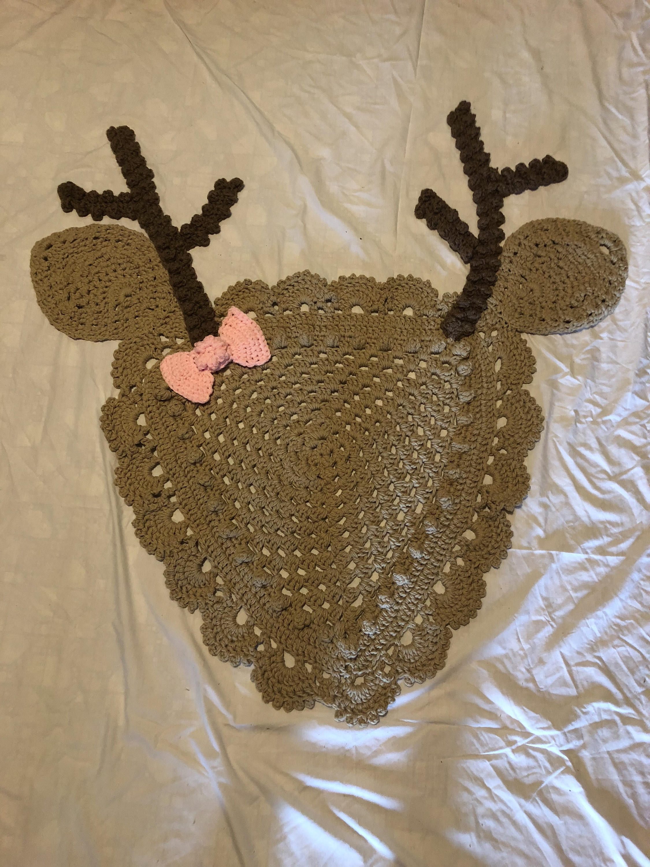 Crocheted Deer Rug With Bow | Etsy