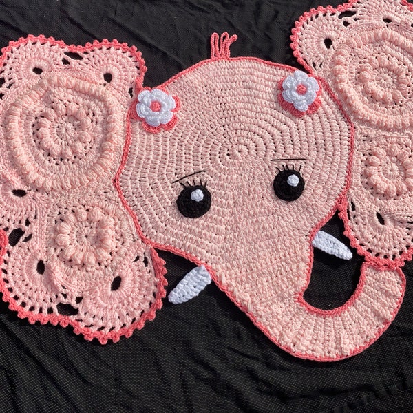 crocheted elephant rug