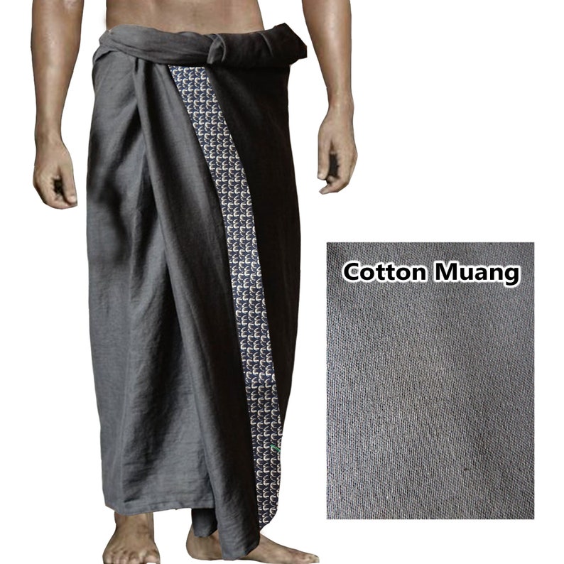 Longyi cotton Sarong cotton Dhoti Pareo Lavalava Malong Mens cotton Homewear beachwear surf boho Hippie One size men's, women's image 1