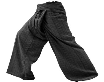 Thai Fisherman Pants Cotton Unisex pants HW0089 Handwoven Thai Fisherman Pants Wide Leg pants Wrap pants
