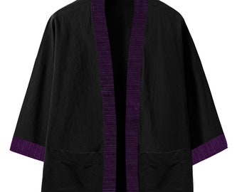 2019 Embroidery Cotton Shirts Men Kimono Traditional Open Stitch Shirts Male Three Quarter Sleeve Shirt Harajuku, Hayari, Yagata, samurai.