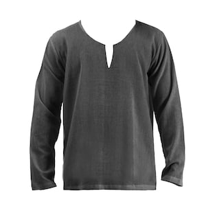 100% cotton long sleeve men's shirt, SF091218 - Ethnic Kurta Hippie Grandad Plain marshal arts