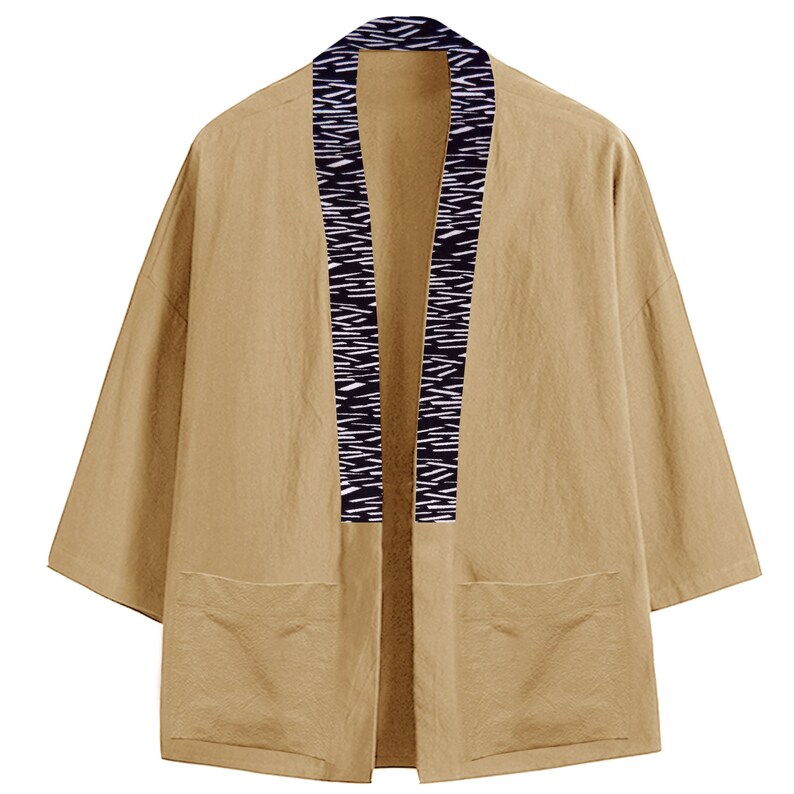 Navy Embroidery Cotton Shirts Men Kimono Traditional Open Etsy