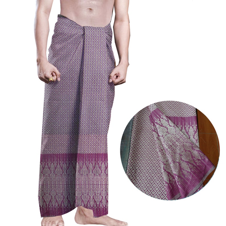 Longyi silk a mix Sarong silk Dhoti Pareo Lavalava Malong Mens silk Homewear beachwear surf boho Hippie One size men's, women's image 1