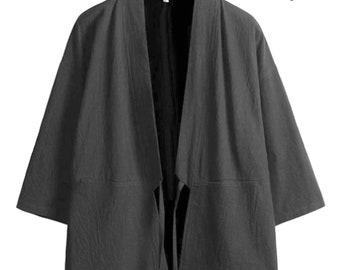 Thin Jacket Men Japan Style Thin Kimono Jacket Loose Linen Cardigan Male Casual Spring Summer Coat Windbreaker.