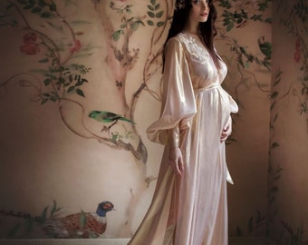 Maternity Golden Silk Robe "Elin" F64