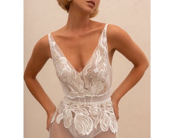 Long Sheer Nightgown with Lace Detailing F-93