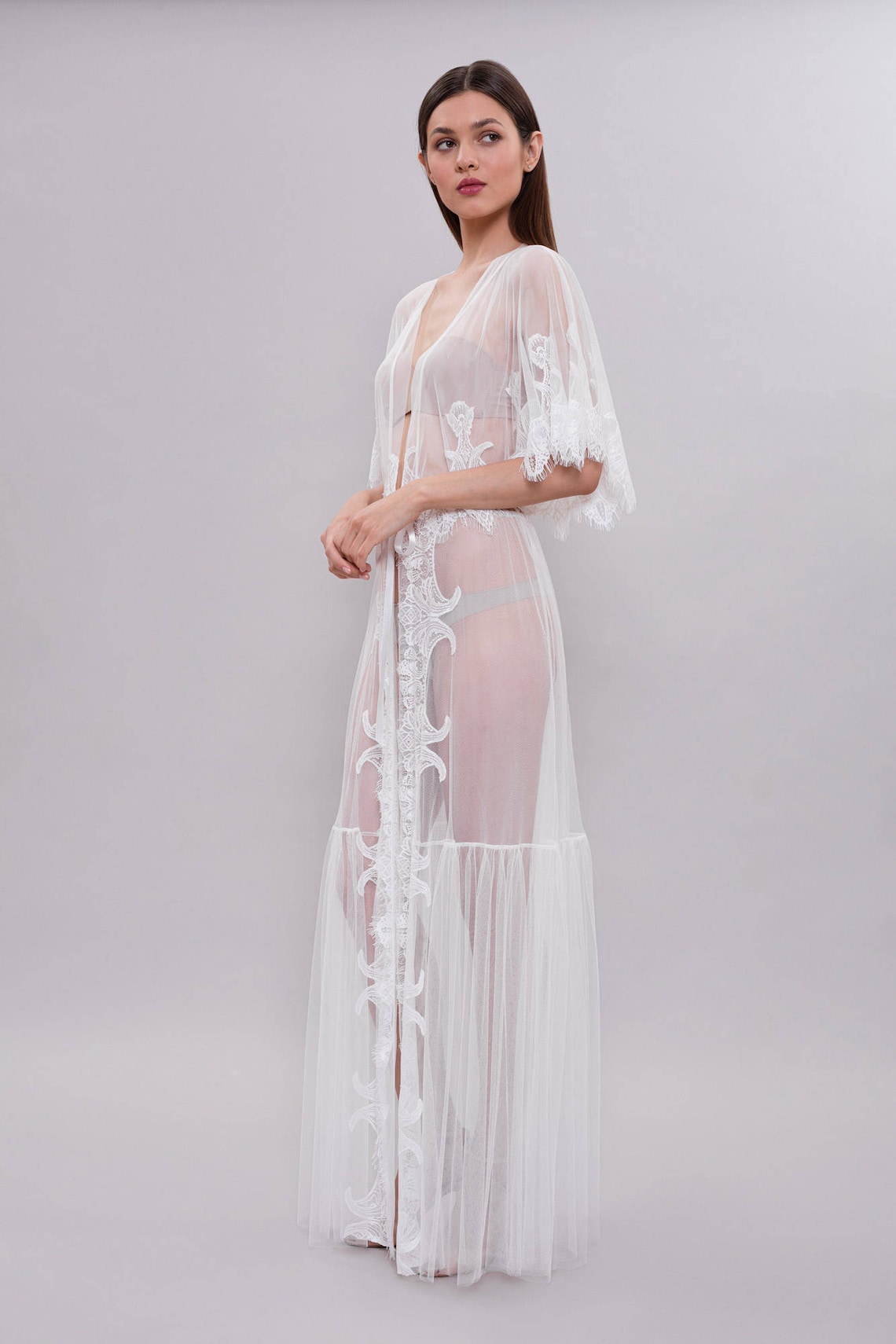 tulle bridal robe