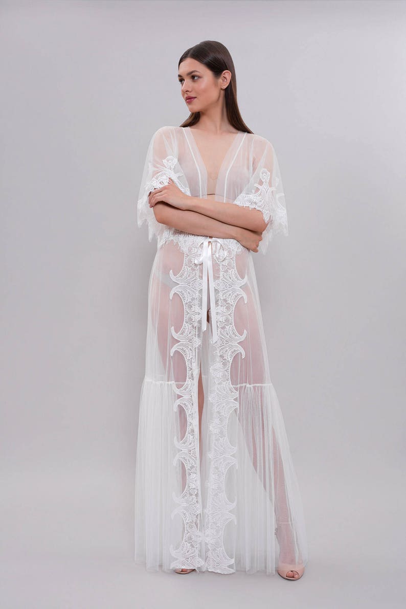 tulle bridal robe