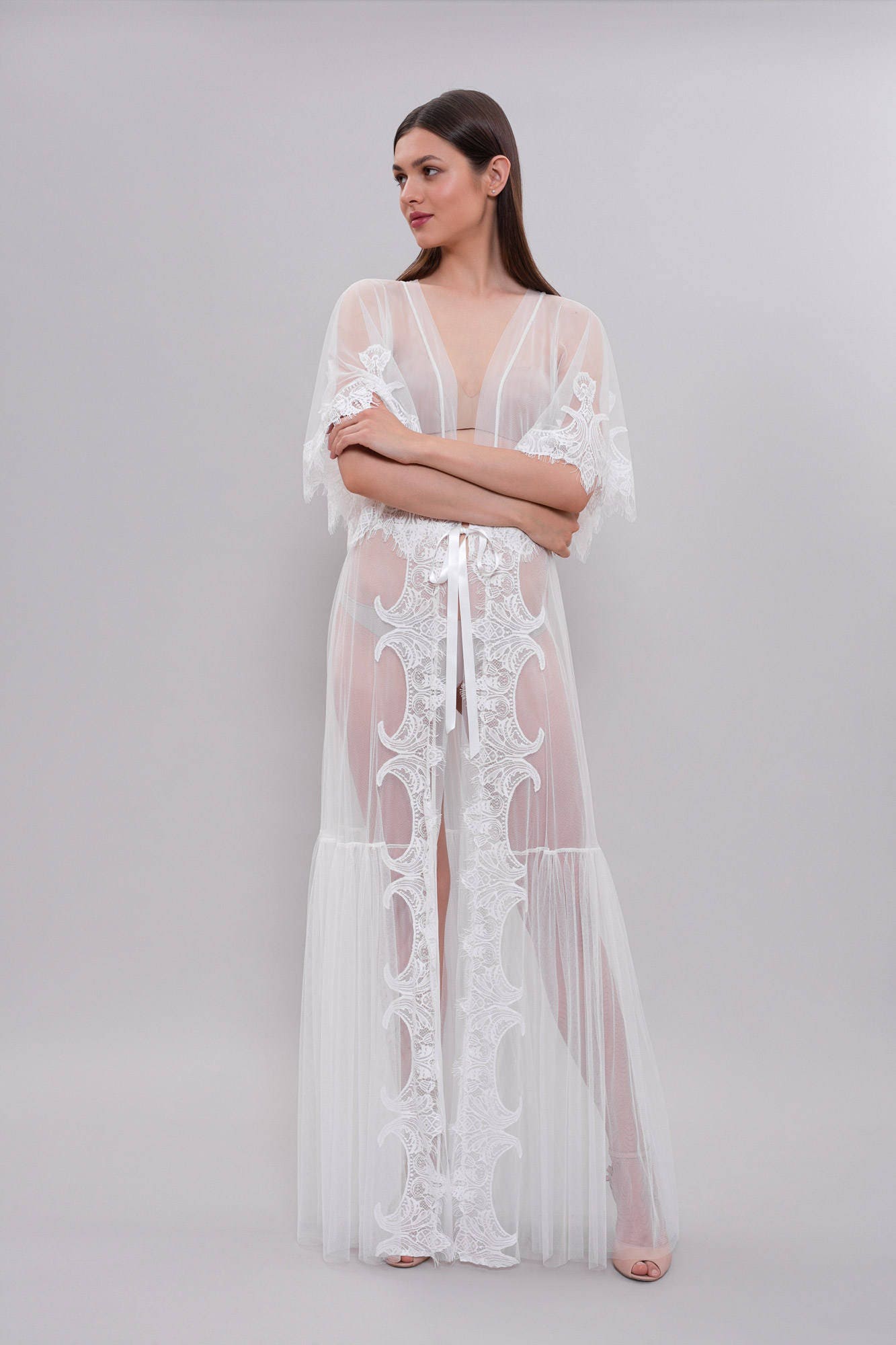 tulle bridal robe