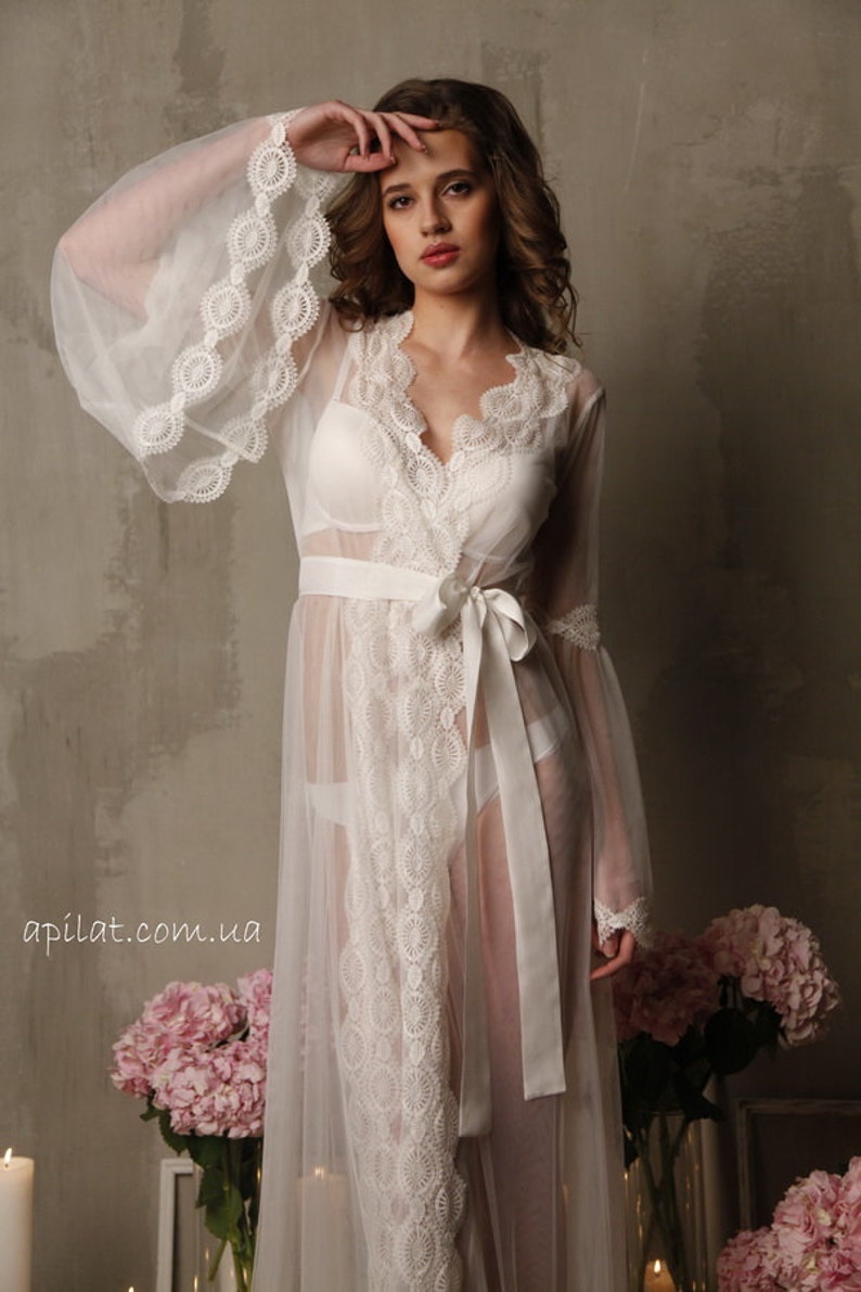 tulle bridal robe