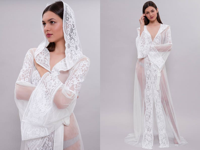 See Through Bridal Robe F15 image 4