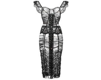 Black Lace Boudoir Dress F-74