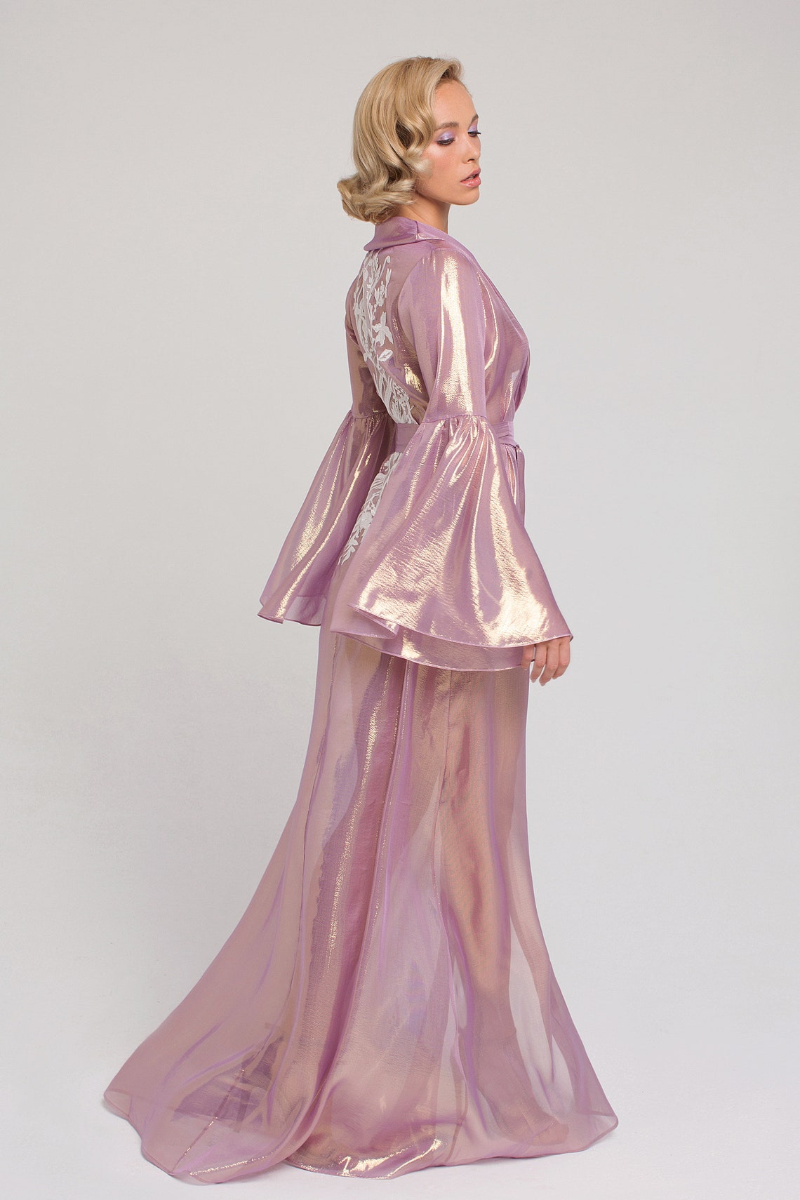 Lavender SILK Robe With Handwork DECORATION F58 Etsy