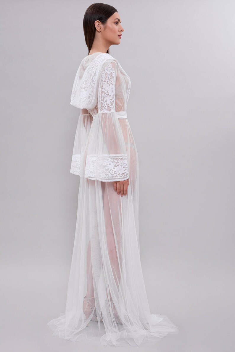 See Through Bridal Robe F15 image 3