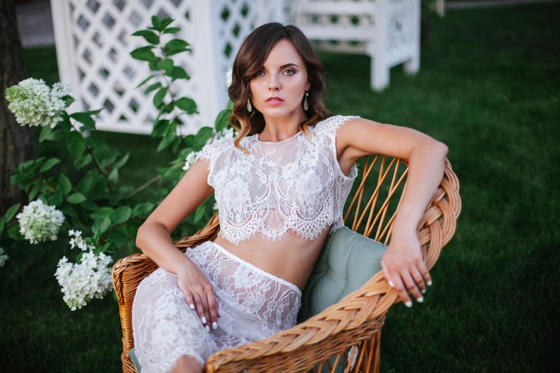 Lace Top Bridal Lingerie Short Lace Suit Lace Skirt Wedding Lingerie Lace Lingerie Set F24 Wedding Gift Gift for the Bride