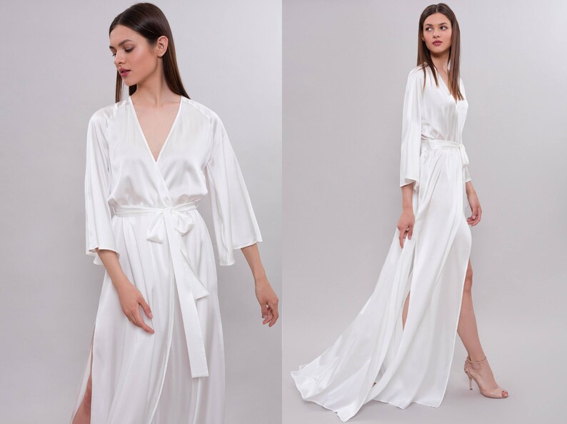 Long Silk Bridal Robe F-28 image 1