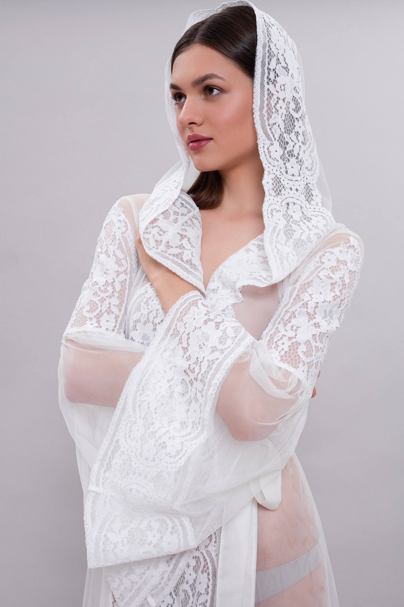 See Through Bridal Robe F15 image 1