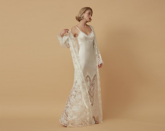 Nightgown And Robe Set F38 D4 Long Long Lace Bridal Robe Etsy