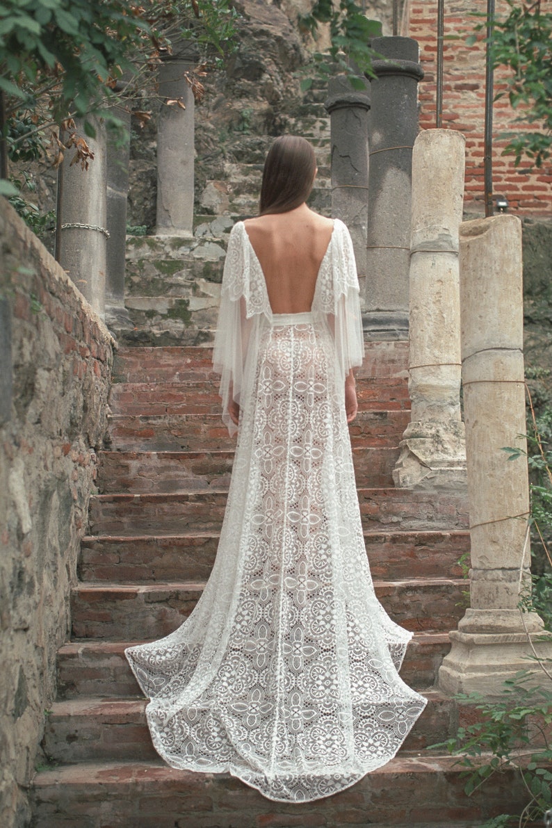 Long Bride Robe Maria F46 Lace Bridal Robe Etsy