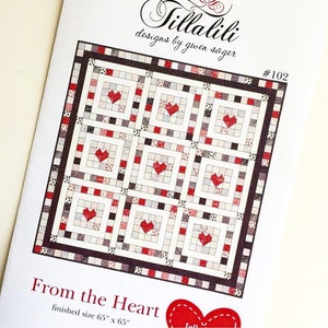 PDF Quilt Pattern, From the Heart Quilt Pattern, Heart Quilt, Valentine Quilt, Valentine&#39;s Day, Wedding Gift, Bridal Shower Gift