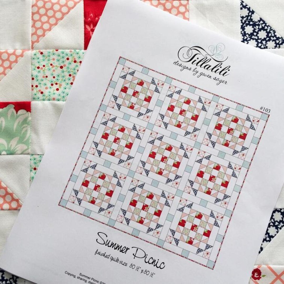 Summer Picnic Quilt Pattern | Lap Quilt | Throw | Only 5 Fat Quarters ...