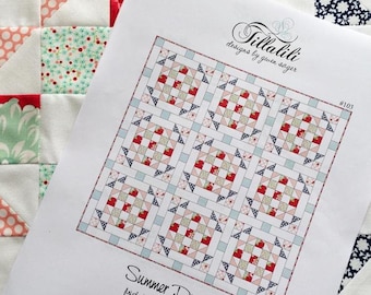 PAPER Summer Picnic Quilt Pattern - Requires only 5 FAT QUARTERS plus 2 yards - Quilt Patterns Paper Pattern