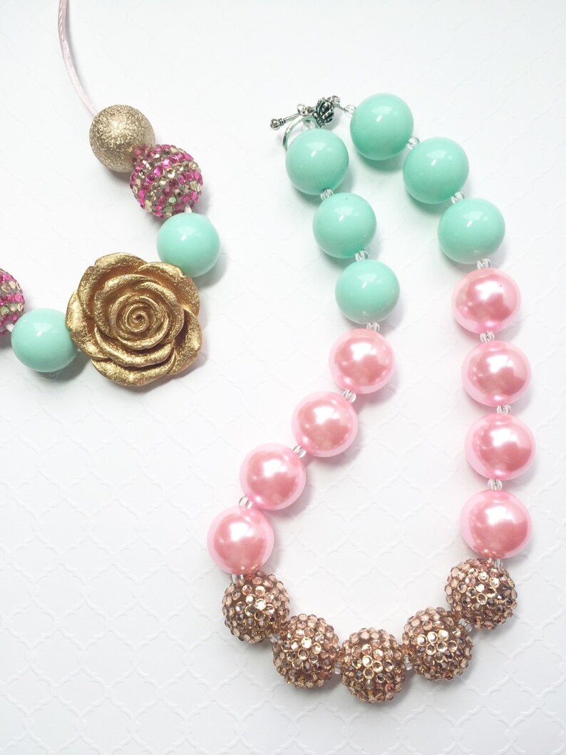 Pink and Gold Chunky Bubble Gum Necklace Bubble Gum Necklace Etsy