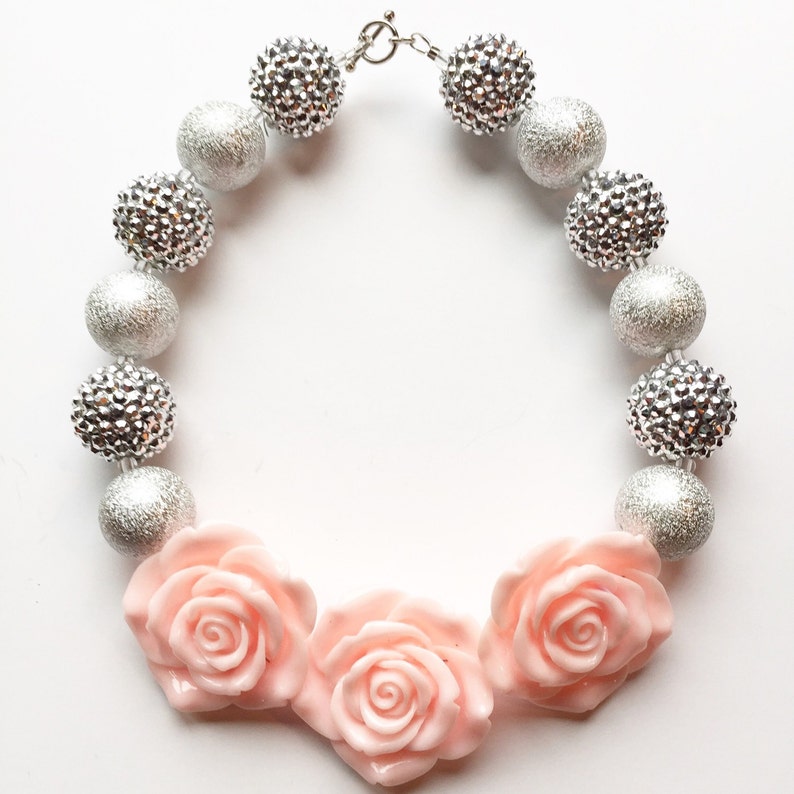 Pink and Silver Chunky Bubble Gum Necklace Bubble Gum Etsy