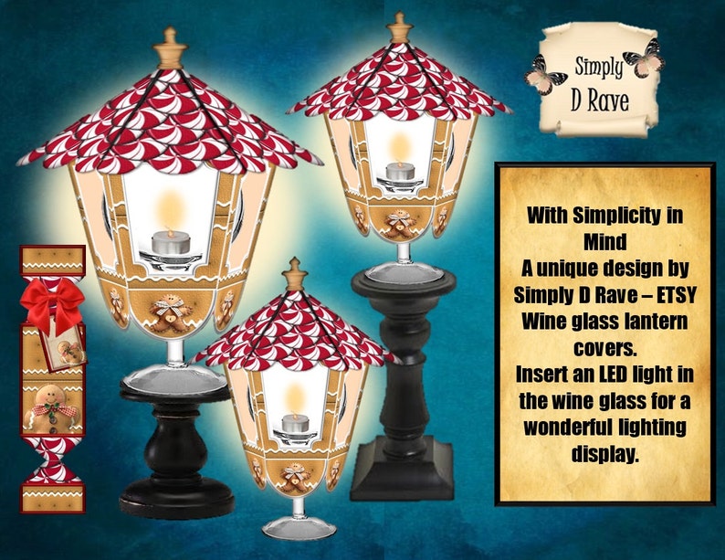 Wine Glass Lantern Cover Digital Download New Design by Etsy